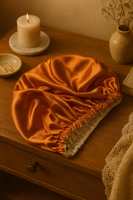 Dual Sided Satin Adjustable Bonnet - Fire