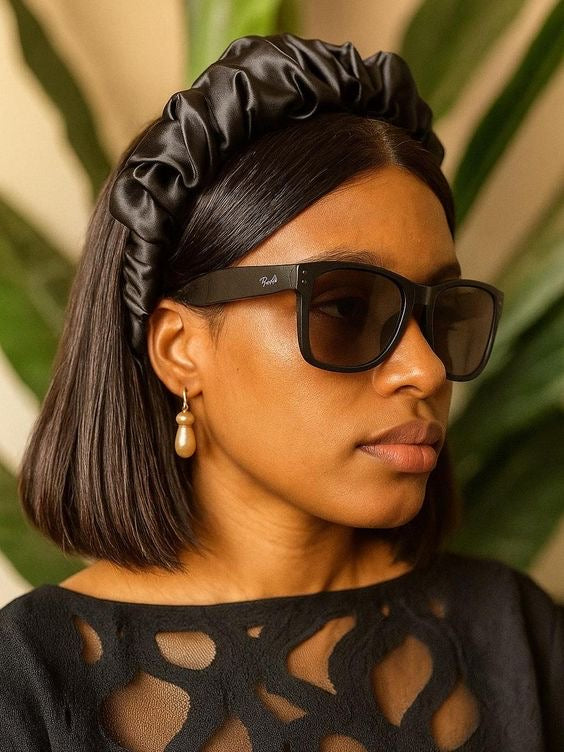 Satin Crown Headband - Black