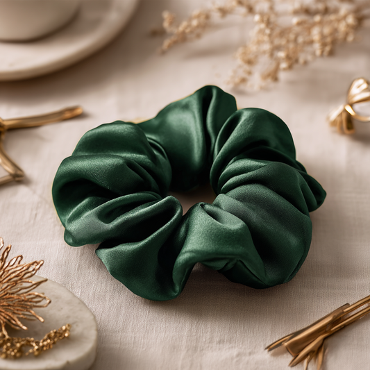 Medium Volume Satin Scrunchie - Forest