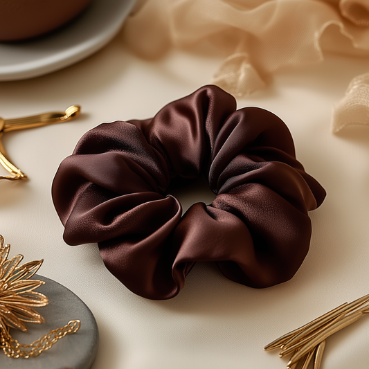 Medium Volume Satin Scrunchie - Coco